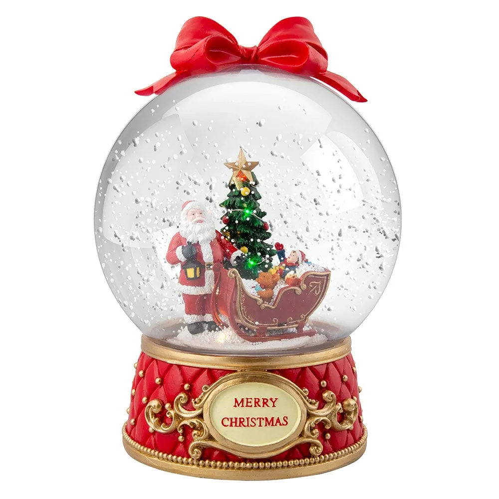 LED Fancy Base Music Jumbo Snow Globe with Bow Asst