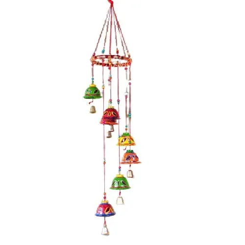 Mausam Arts Indian Rajasthani Handmade Traditional Art Home Decoration Wall Hanging Wind Chime Bells,Wood