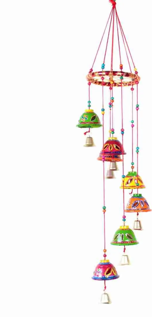 Mausam Arts Indian Rajasthani Handmade Traditional Art Home Decoration Wall Hanging Wind Chime Bells,Wood