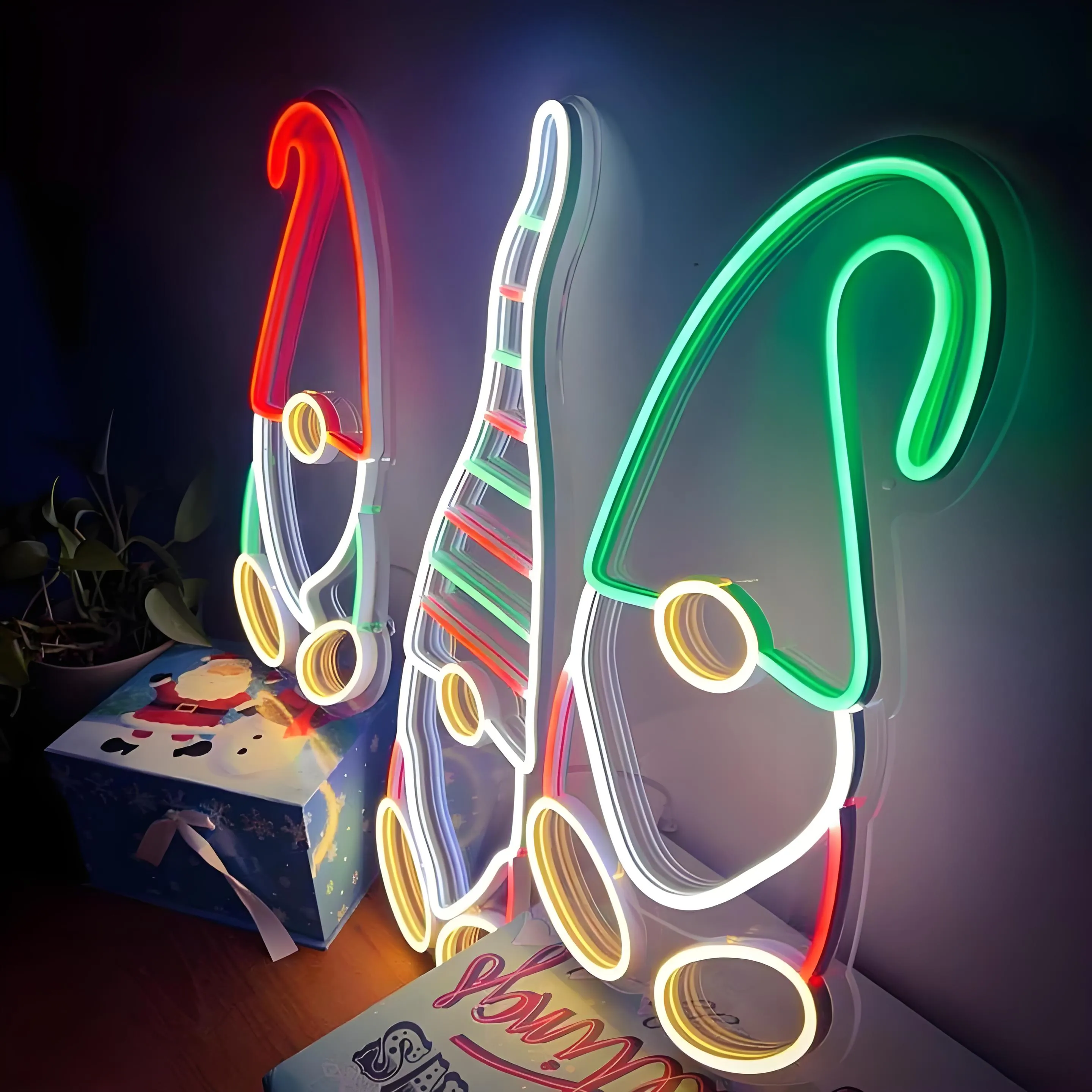 Merry Christmas Gnomes Neon Sign – Whimsical Holiday Decor with Vibrant Neon Glow