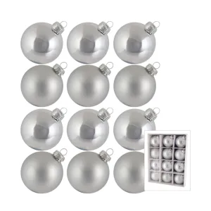 Pure Christmas Glass Christmas Bauble Silver 6cm (Set of 12)