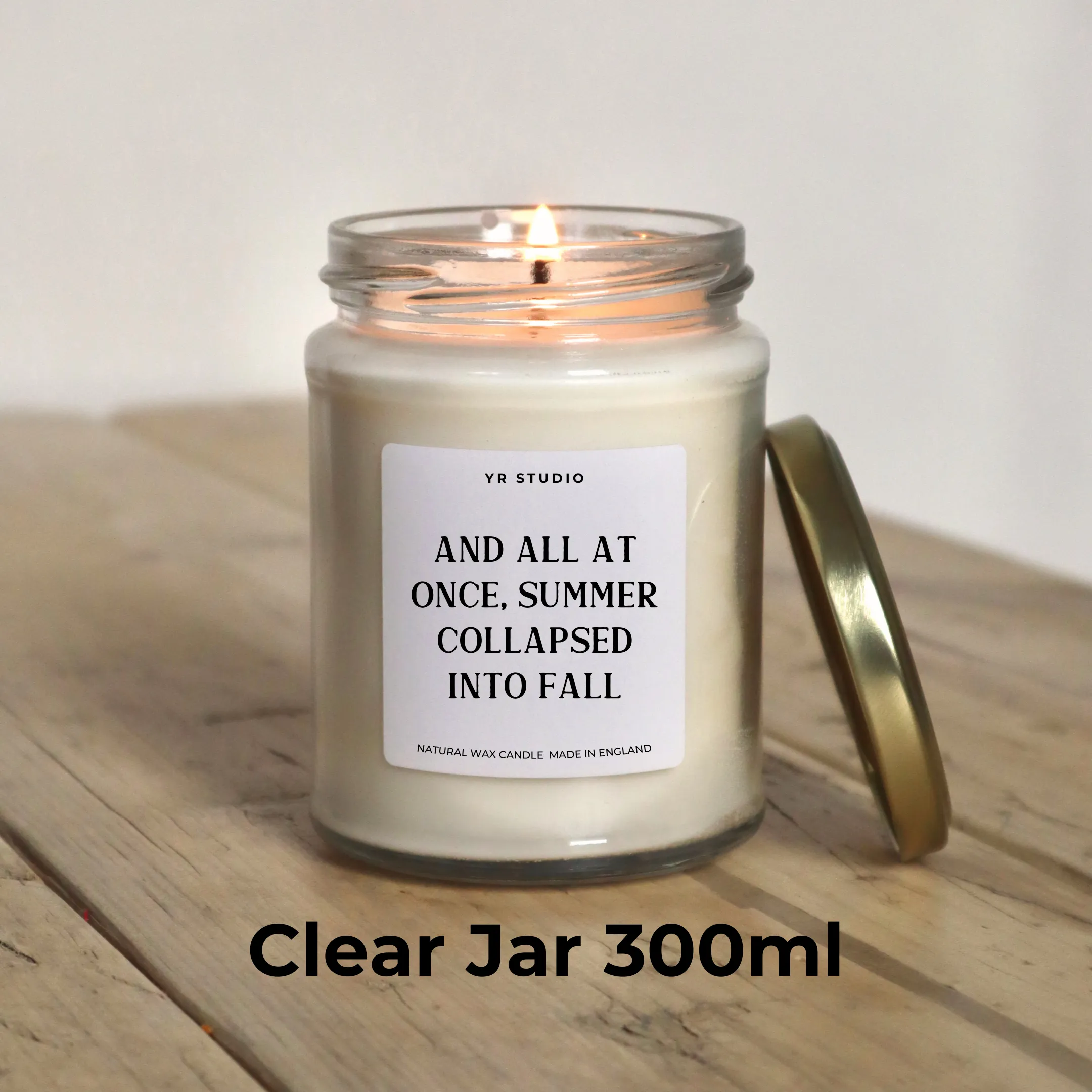 "And all to once Summer collapsed into Fall..." Quote Candle