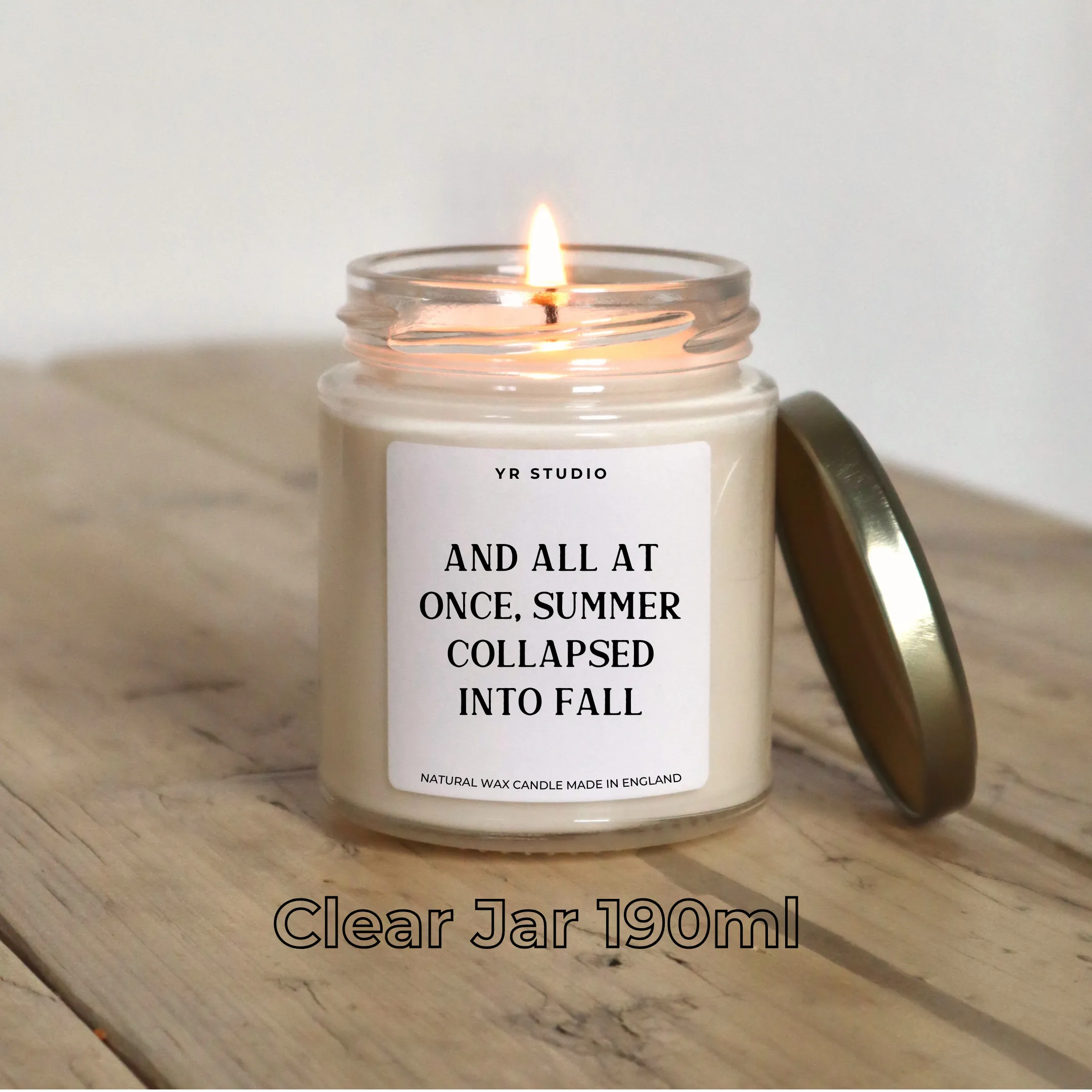 "And all to once Summer collapsed into Fall..." Quote Candle