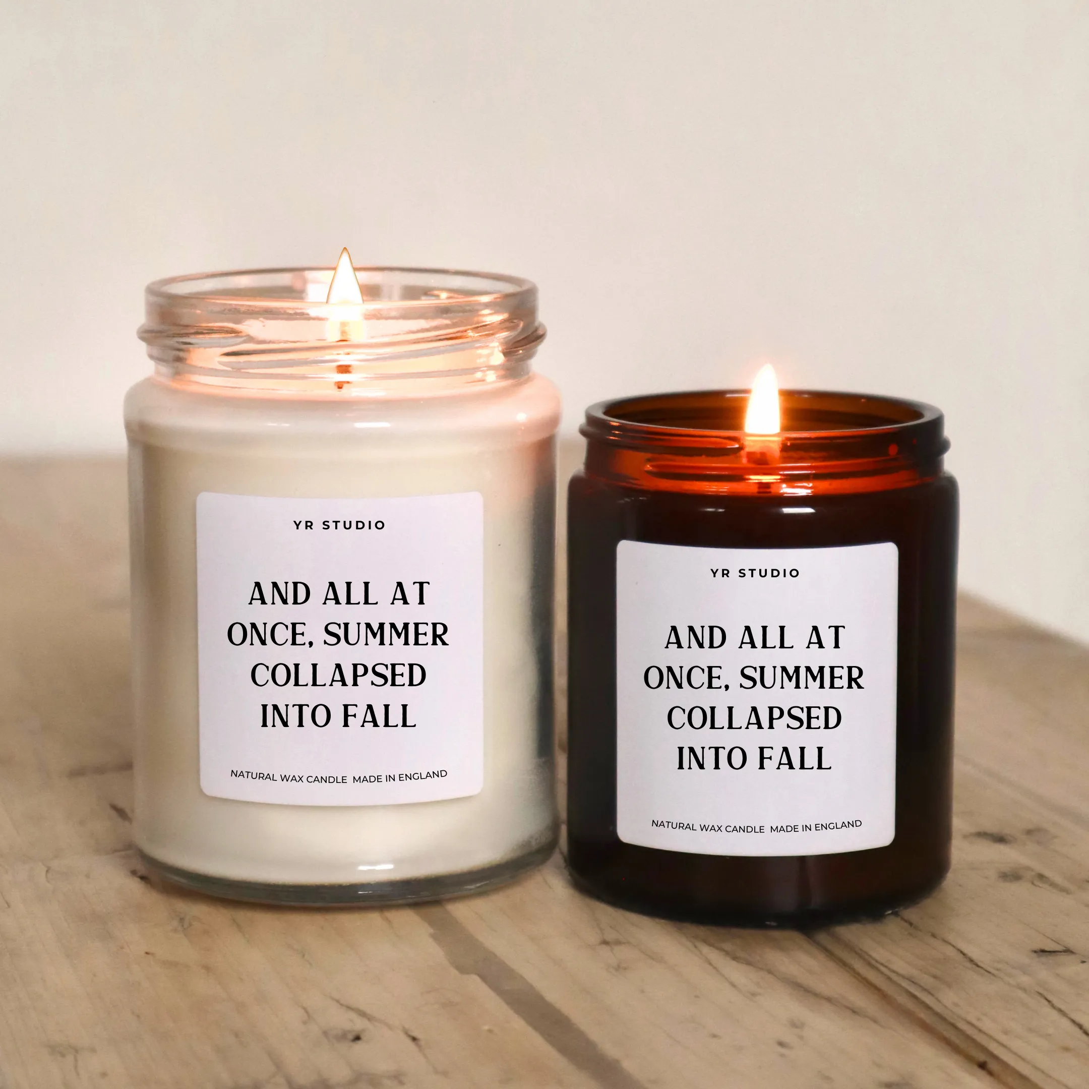 "And all to once Summer collapsed into Fall..." Quote Candle