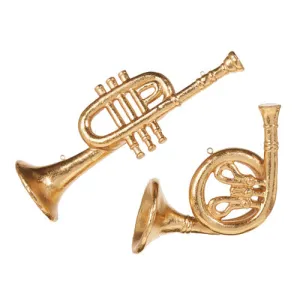 Raz 2023 Classic Carols 10.5" Trumpet And French Horn Ornament, Asst of 2