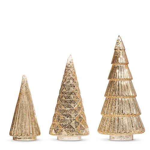 Raz Imports 2023 Classic Carols 11.5" Gold Mercury Glass Trees, Set of 3