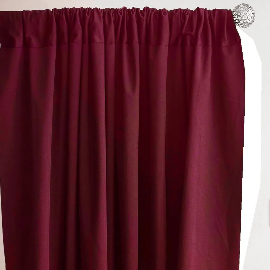 Set Of 2 Burgundy Fire Retardant Polyester Curtain Panel Backdrops Window Treatment With Rod Pockets - 5FTx10FT