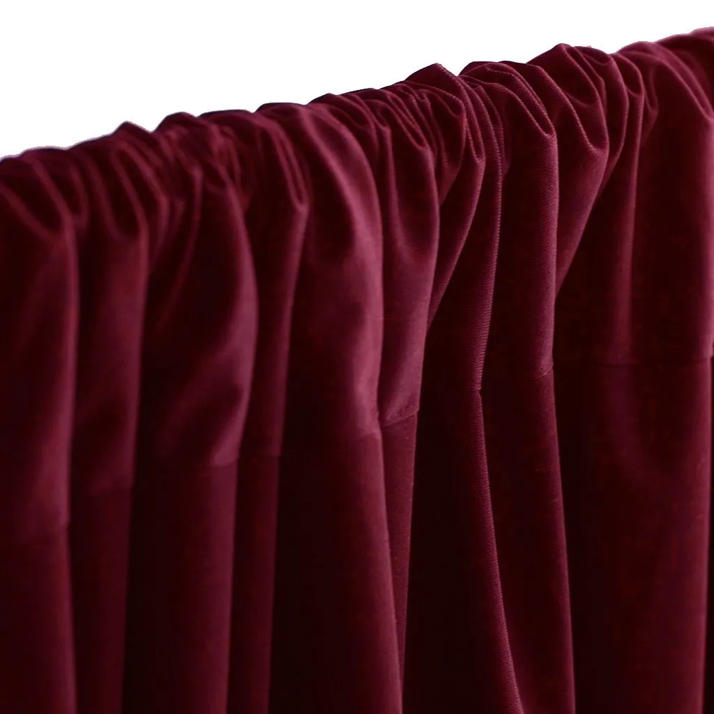 Set Of 2 Burgundy Fire Retardant Polyester Curtain Panel Backdrops Window Treatment With Rod Pockets - 5FTx10FT