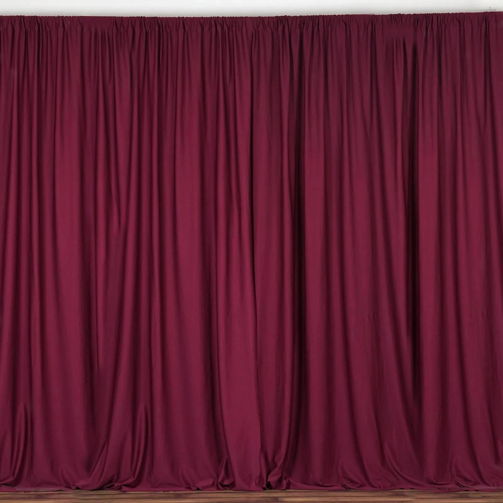 Set Of 2 Burgundy Fire Retardant Polyester Curtain Panel Backdrops Window Treatment With Rod Pockets - 5FTx10FT