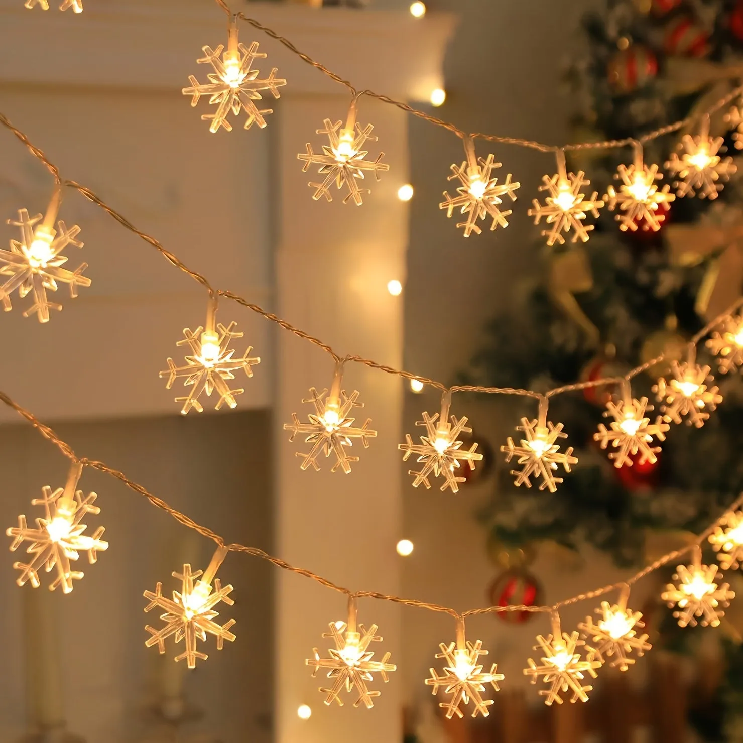 Snowflake String Lights for Living Room Bedroom and Parties