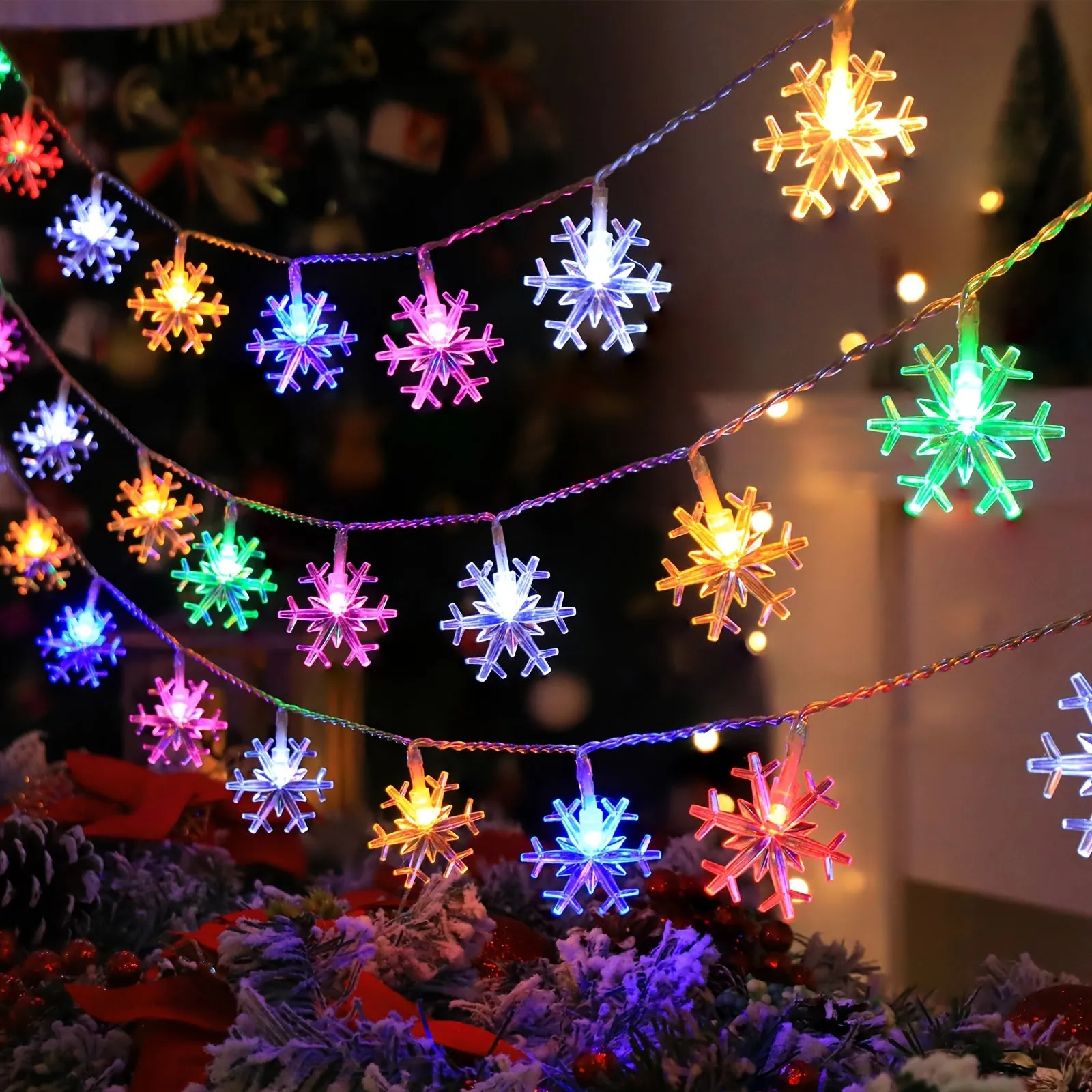 Snowflake String Lights for Living Room Bedroom and Parties