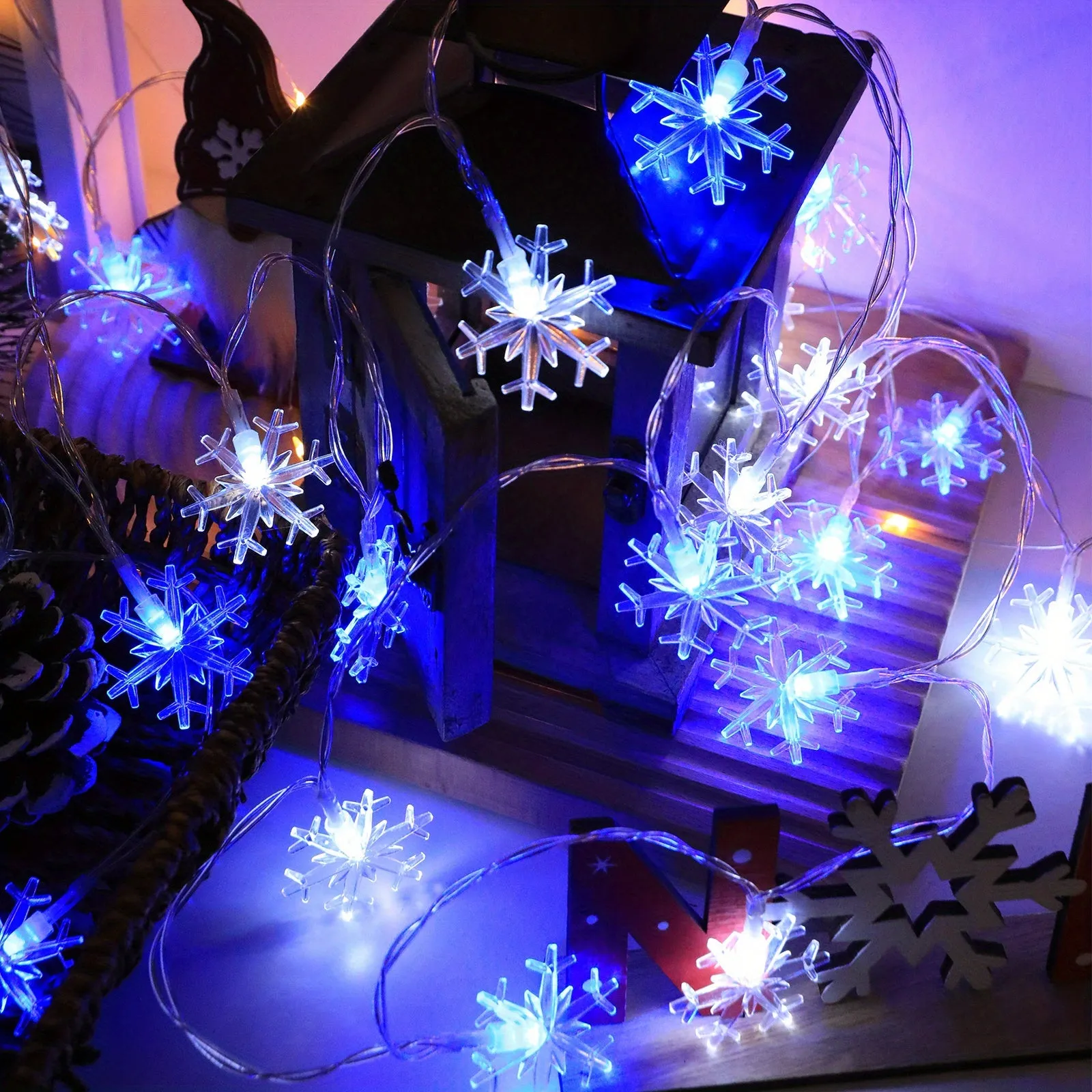 Snowflake String Lights for Living Room Bedroom and Parties