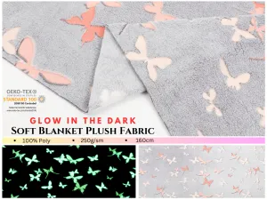 Soft Glow in the Dark Blanket Plush Fabric Butterflies