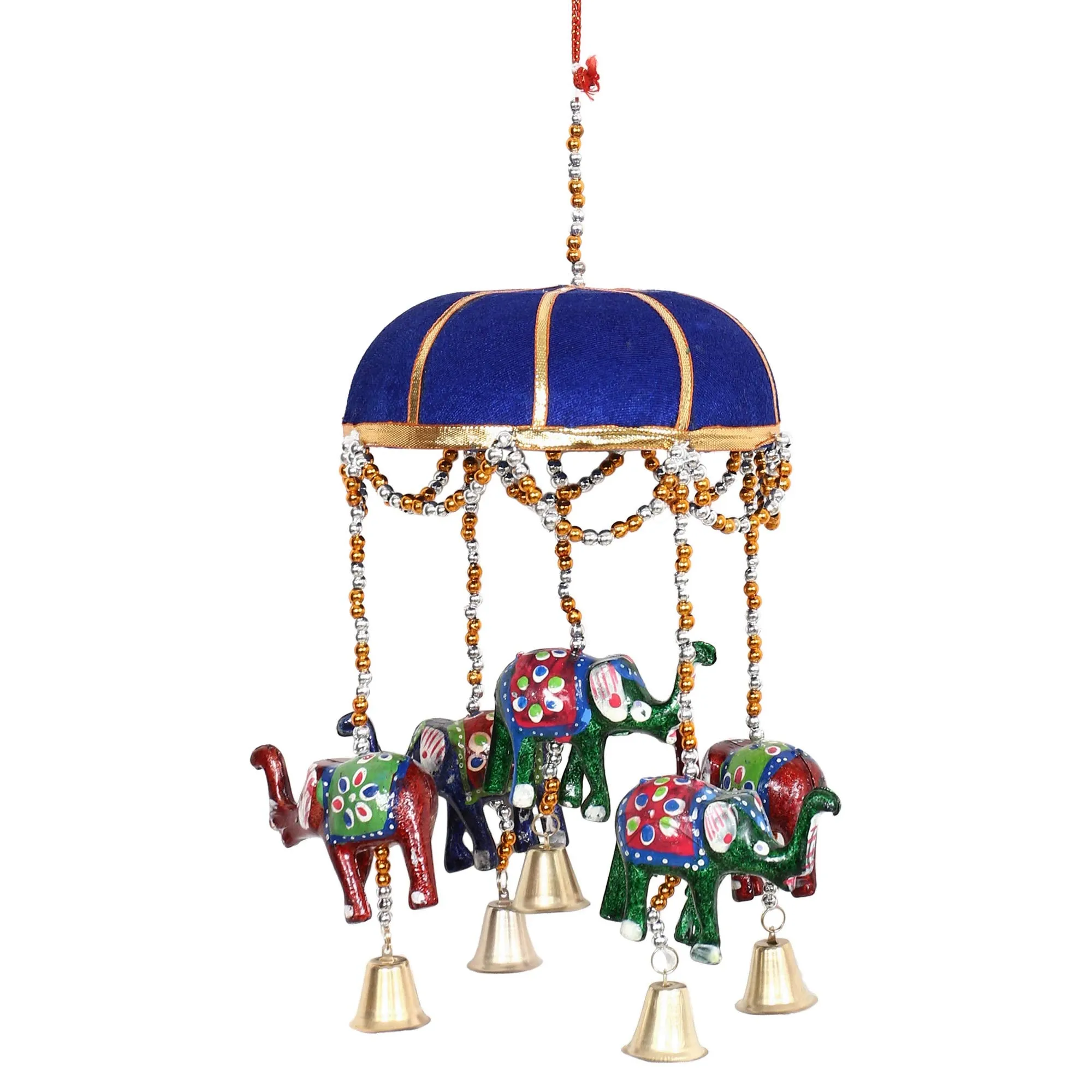 Sparkling 5 Elephant Gruop Hand Painted Wind Chime for Decor