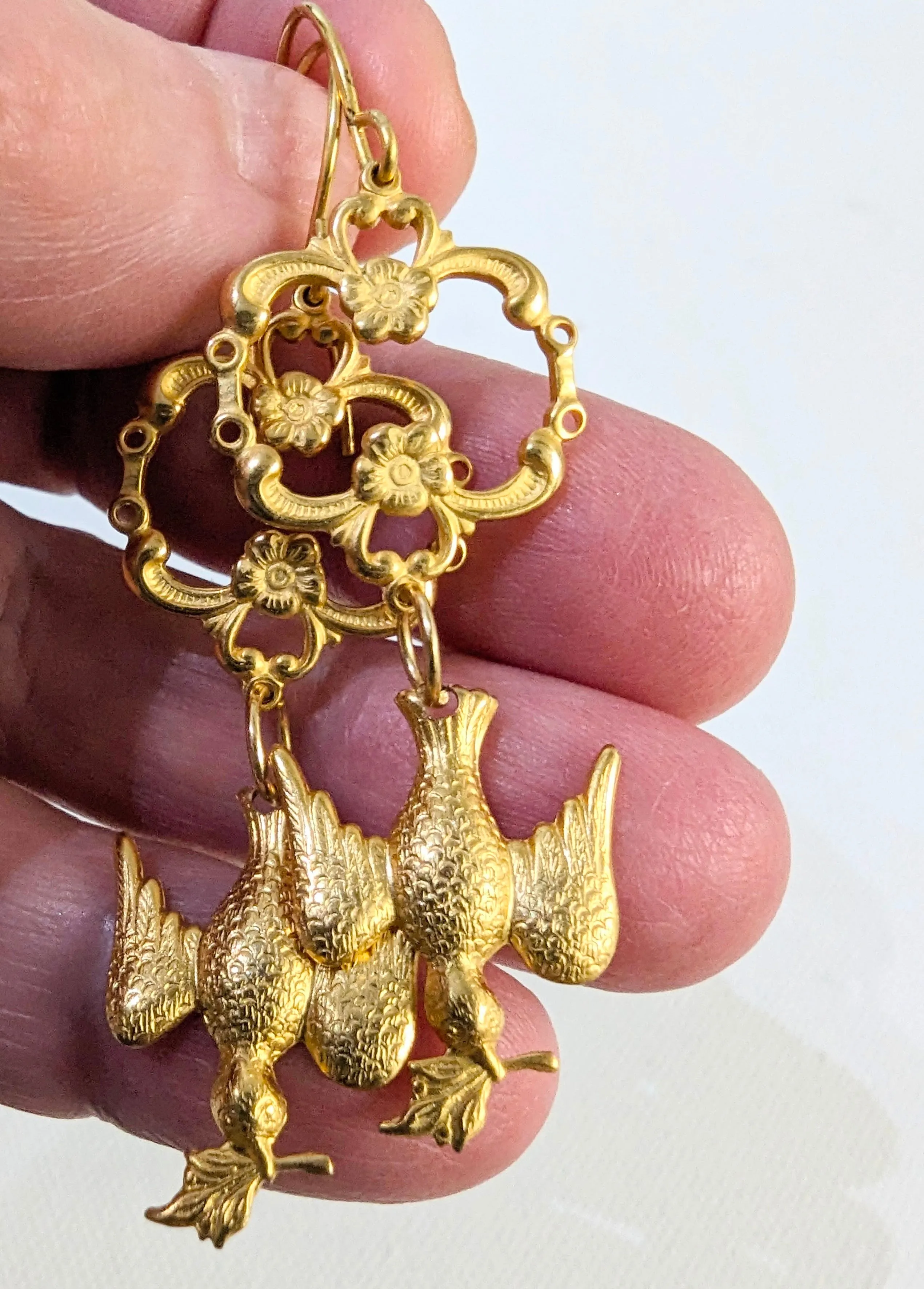 Stunning 24K Gold-Plated Dove Earrings - Designed by Award-Winning Artist Sugar Gay Isber