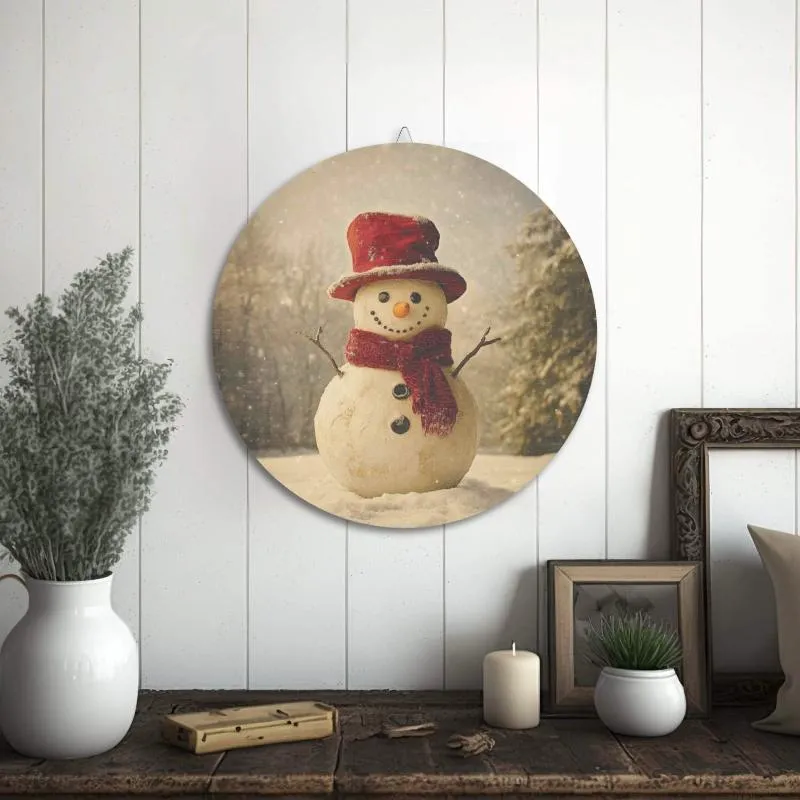 Vintage Snowman Wooden Holiday Sign