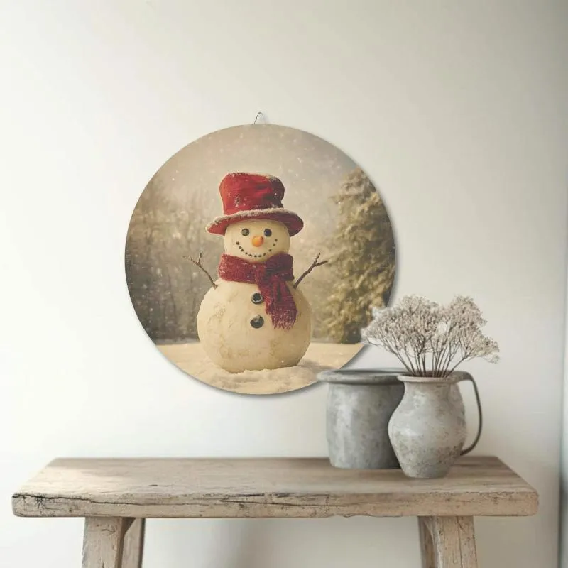 Vintage Snowman Wooden Holiday Sign