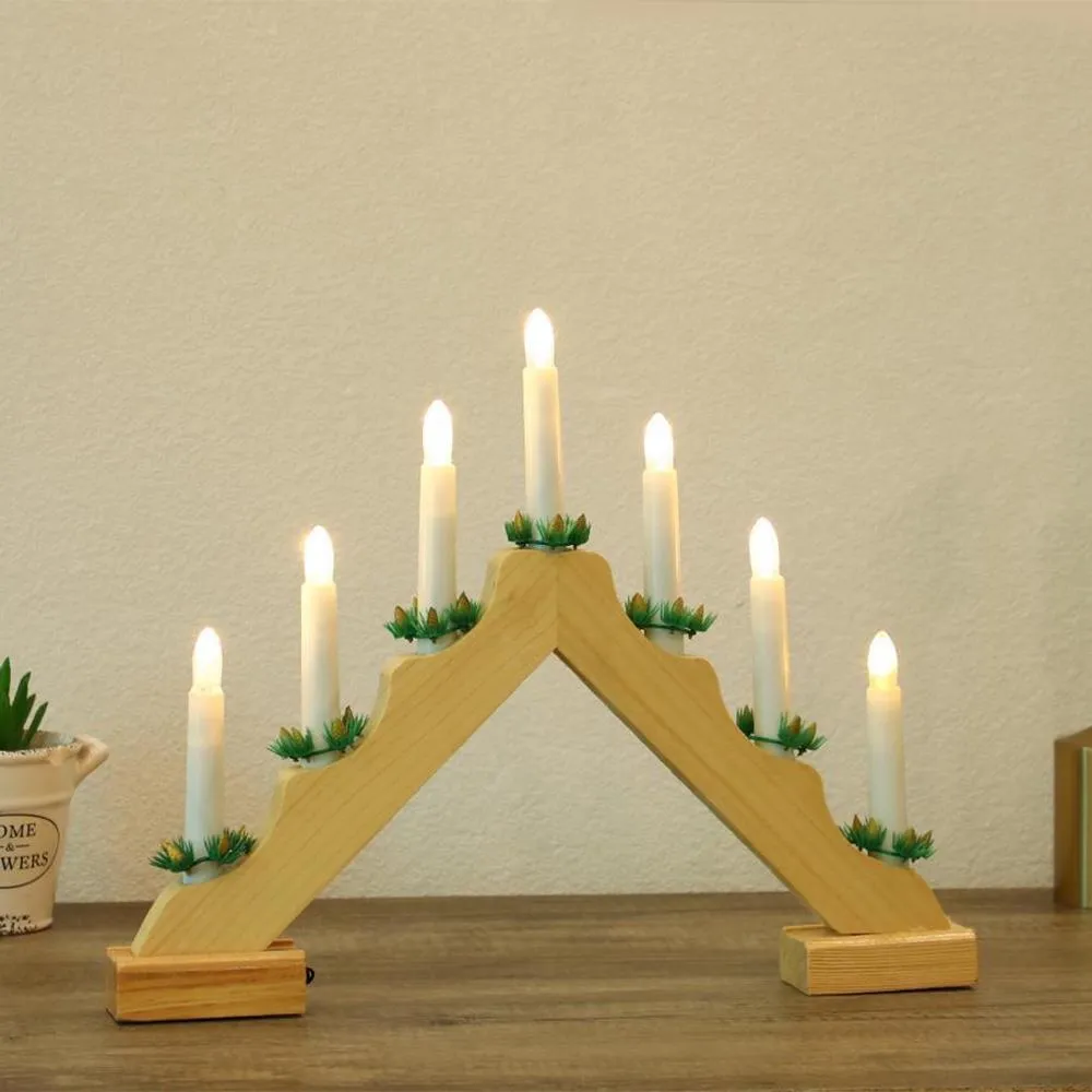 Wooden Candle Bridge With 7 Led Lights