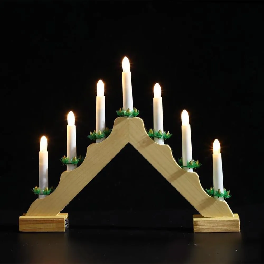 Wooden Candle Bridge With 7 Led Lights