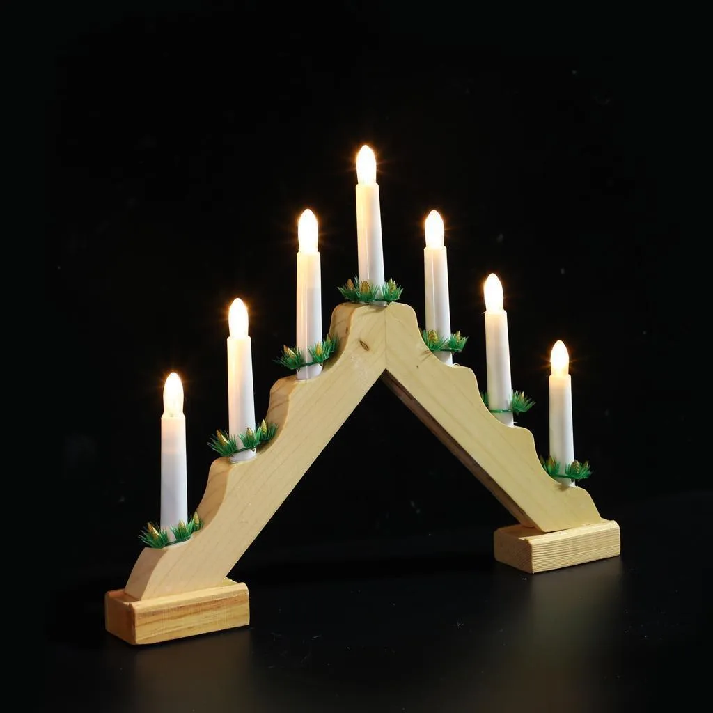 Wooden Candle Bridge With 7 Led Lights