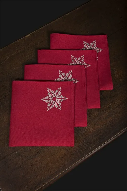 XD17141 Glisten Snowflake Napkins, 20"x20", Set of 4