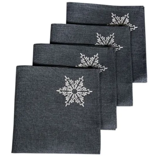 XD17141 Glisten Snowflake Napkins, 20"x20", Set of 4